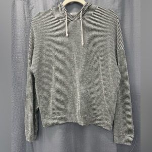 Green and White Striped Sweatershirt